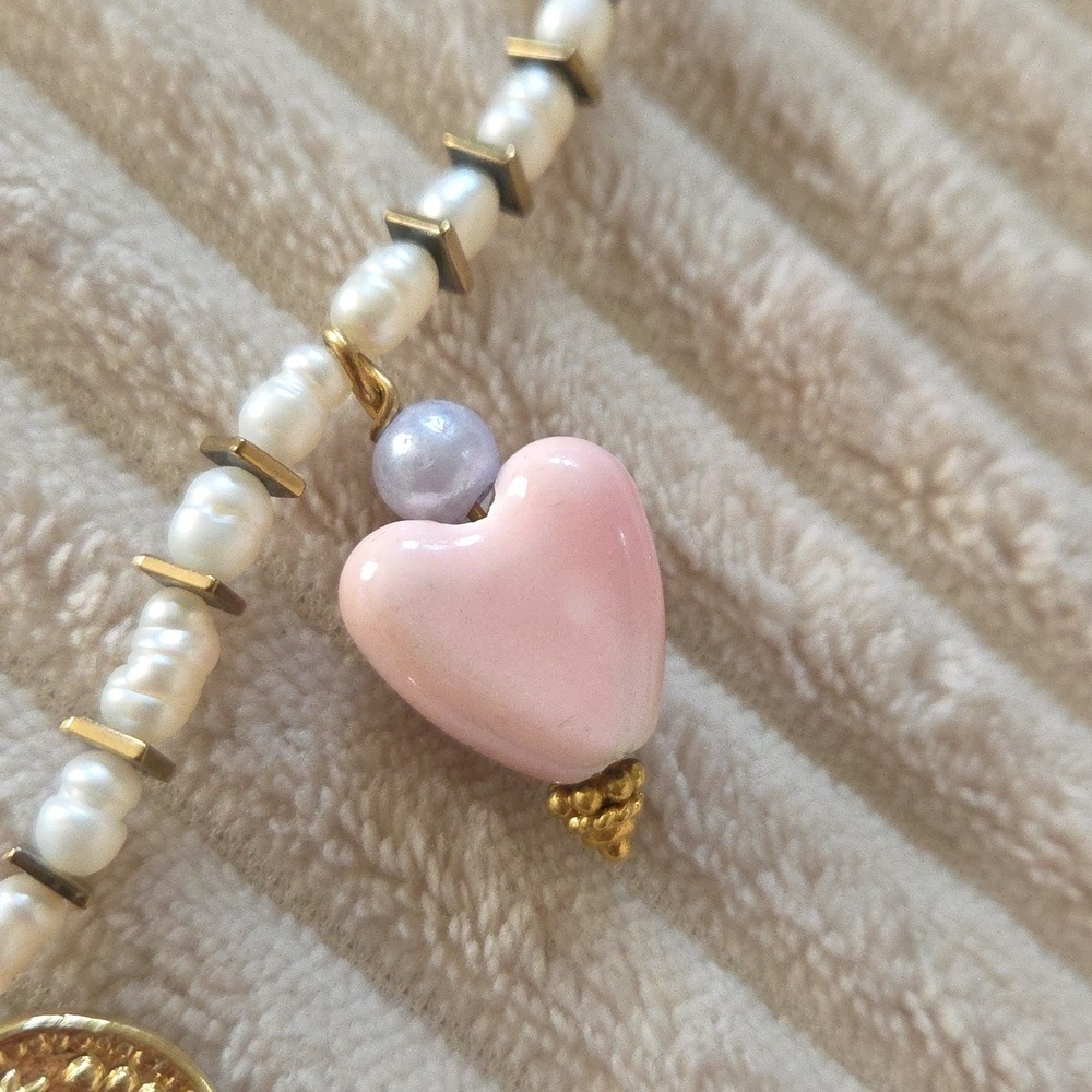 Handmade Pearl Charm Necklace - Picture 4 of 7